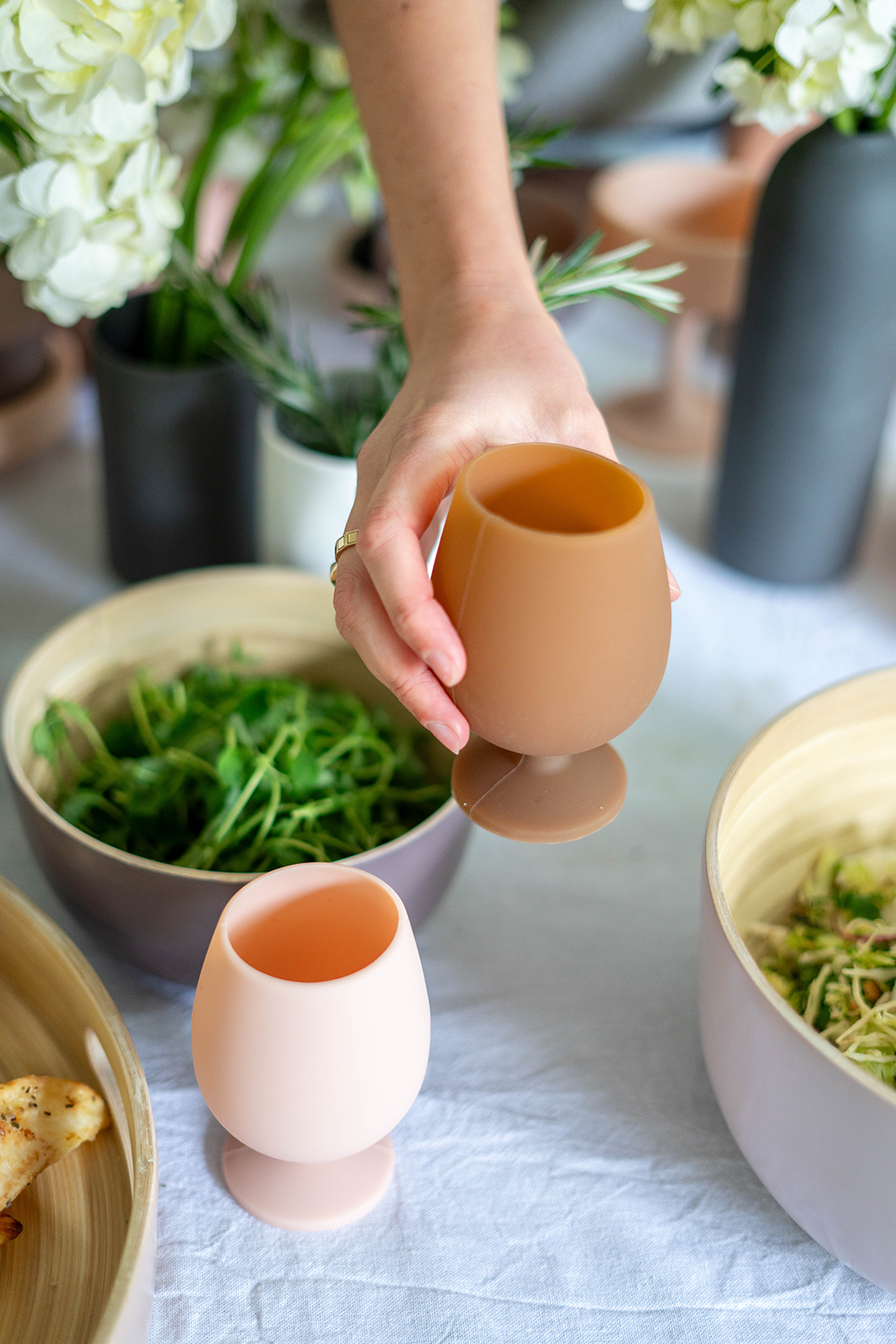 Porter Green | Stemm | Silicone Unbreakable Wine Glasses | Latte + Donkey