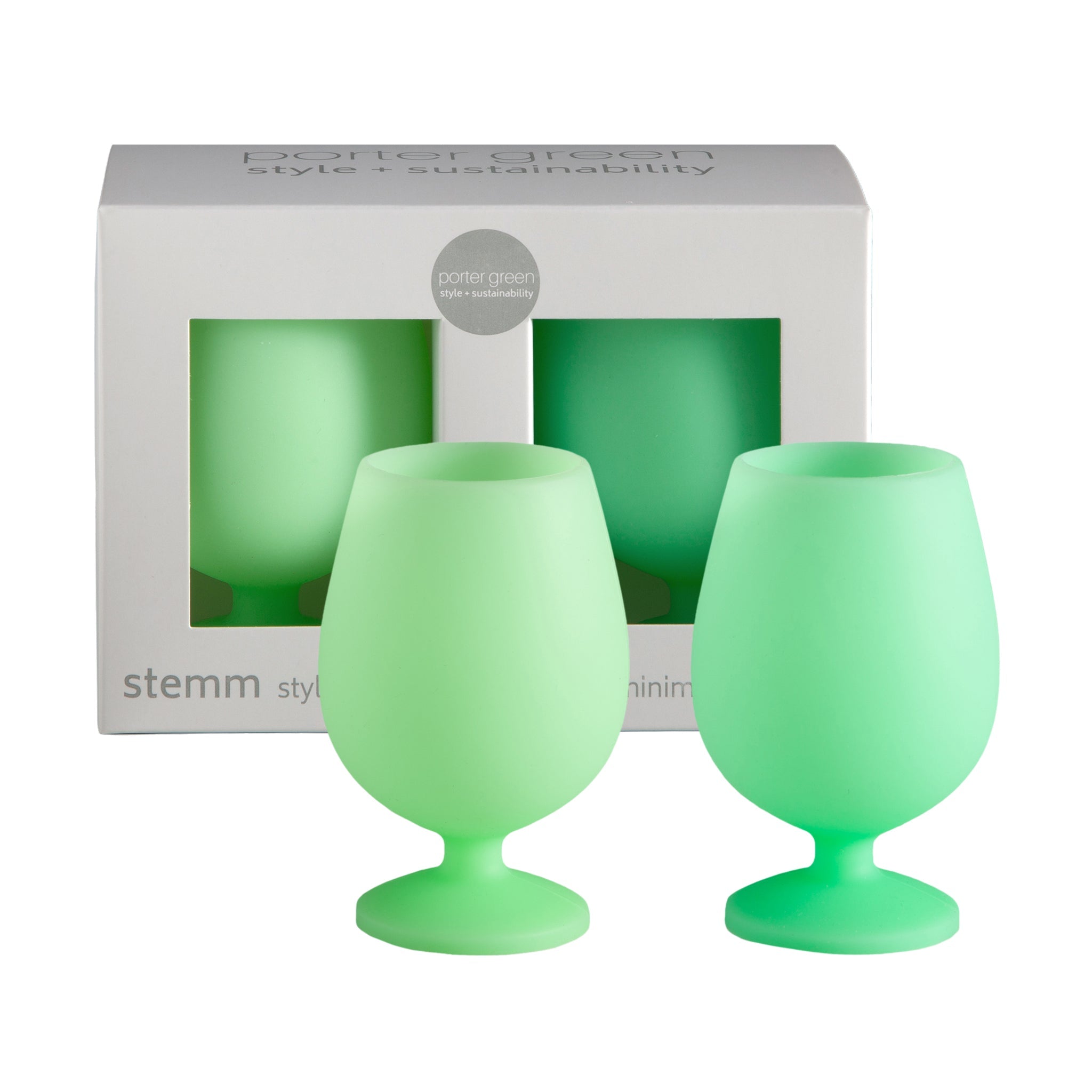Porter Green | Stemm | Silicone Unbreakable Wine Glasses | Gerbera + Leaf