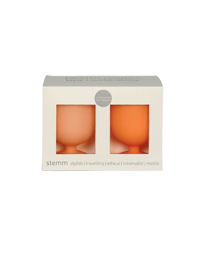 Porter Green | Stemm | Silicone Unbreakable Wine Glasses | Cantaloupe + Tangelo