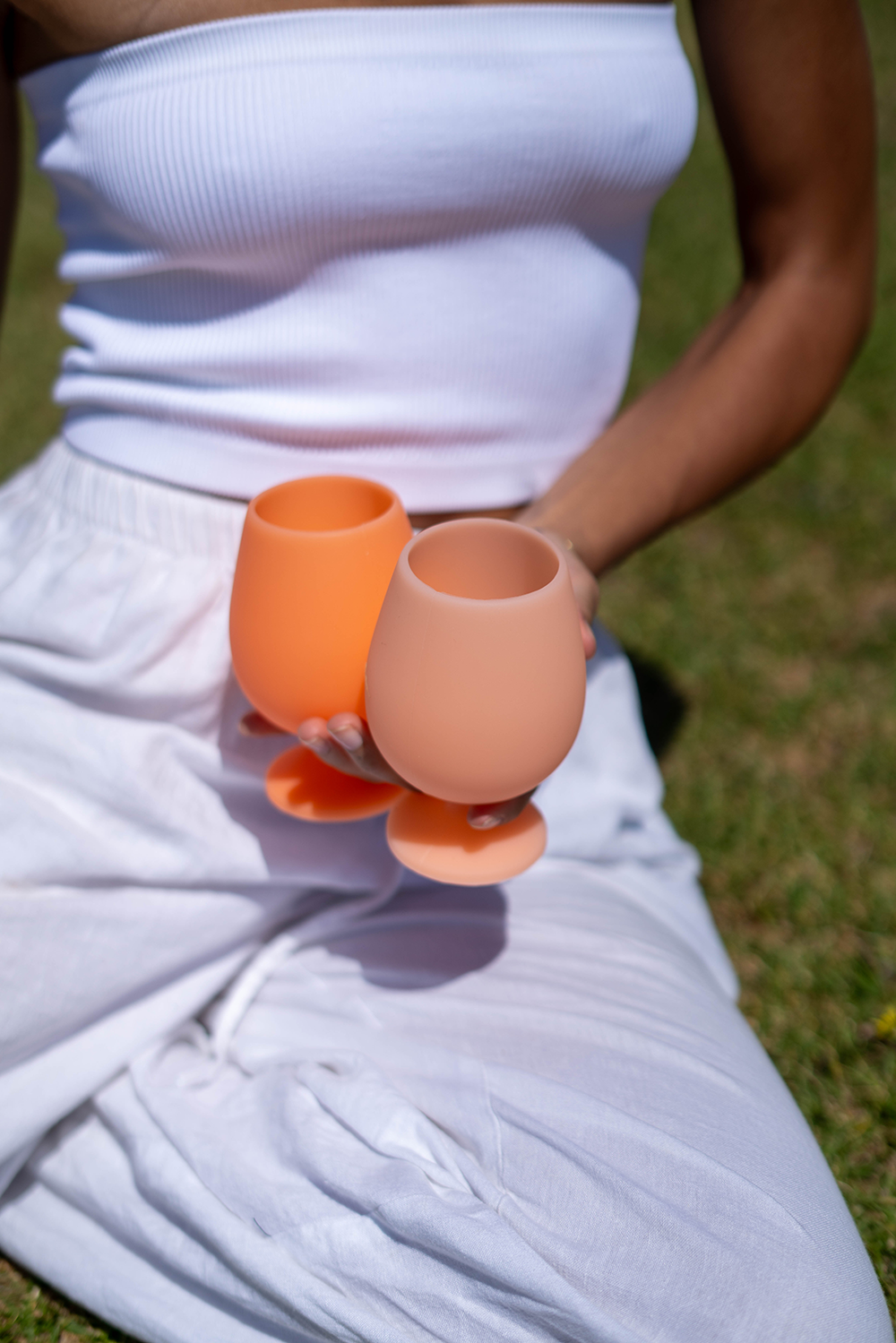 Porter Green | Stemm | Silicone Unbreakable Wine Glasses | Cantaloupe + Tangelo