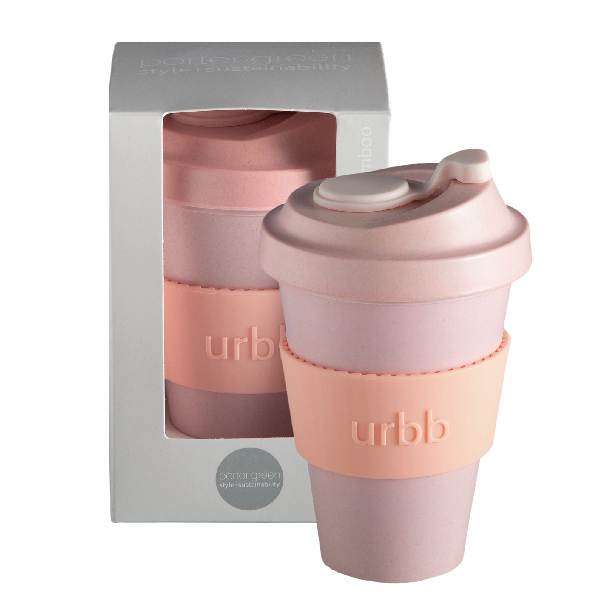Porter Green | Urbb |  Biodegradable Bamboo Coffee Cup | Peach + Petal