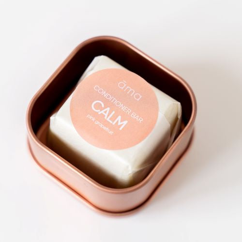 Calm Solid Conditioner Bar and Travel Tin, pink grapefruit essential oil