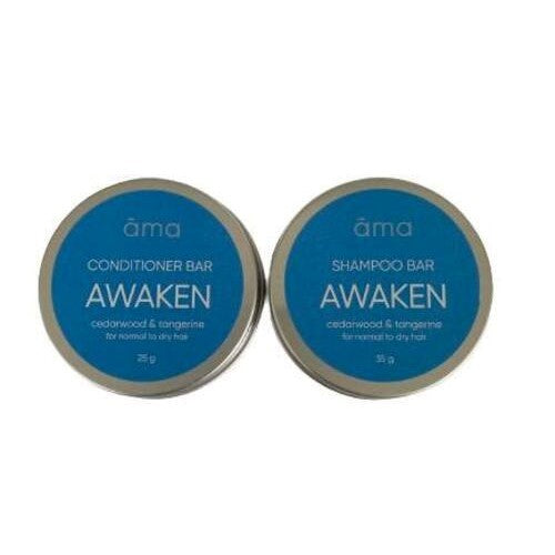 Awaken Solid Shampoo + Conditioner Bar Duo Travel Size Packaging